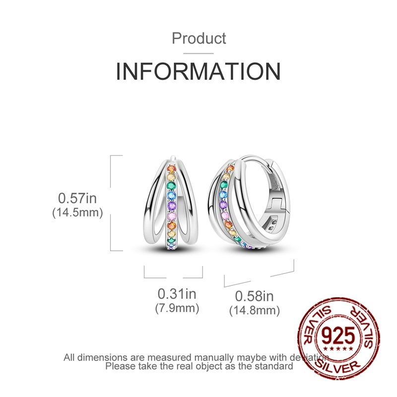925 Silver Multi-Layer Hoop Earrings with Synthetic Zirconia